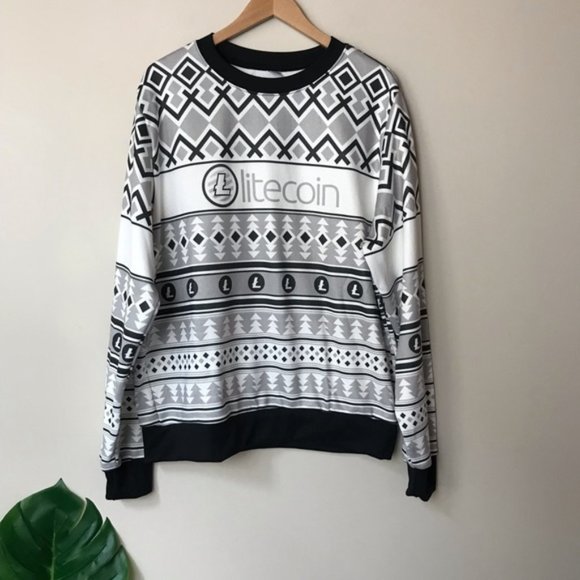 Litecoin Ugly Holiday Sweater Pullover Men's Size 2XL Gray NWOT - Picture 1 of 8